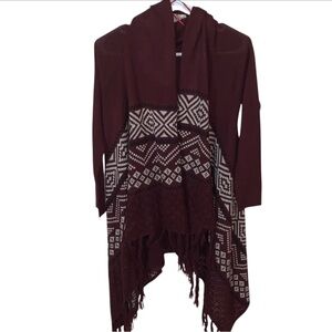 Hippie Rose Burgundy Cardigan Sweater